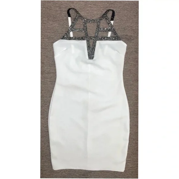 Charlotte Russe White and gray sparkly geometric moon rock mini cocktail dress! - Picture 9 of 15